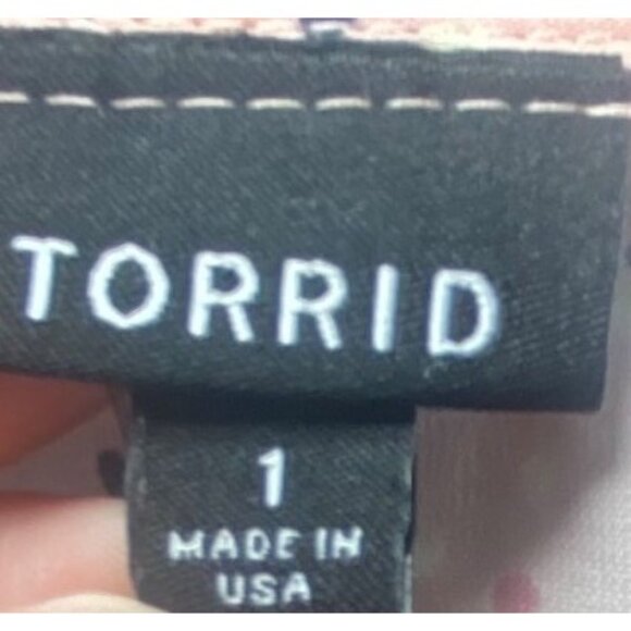 Torrid Womens Pink Polka Dot Blouse Size 1 Short Sleeve Cottagecore Fairy Casual - Picture 5 of 8